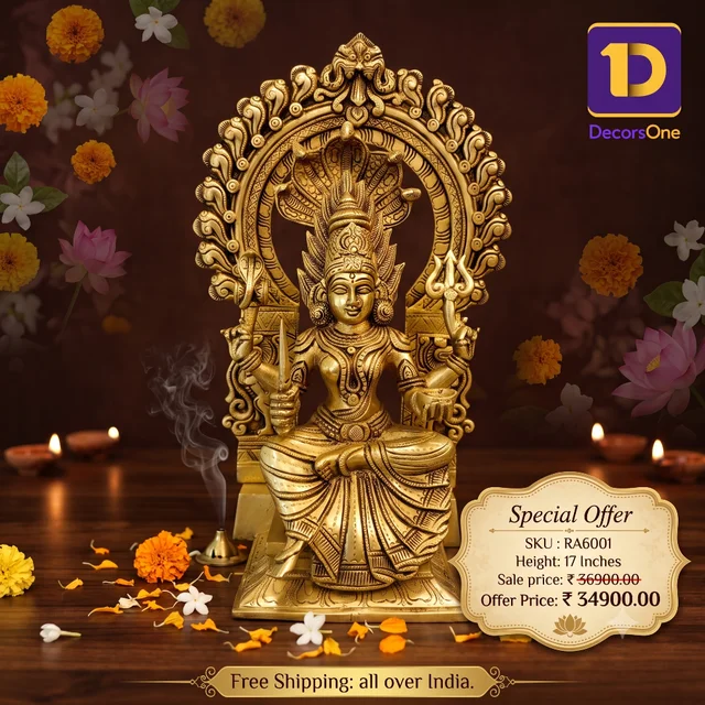 DecorsOne Brass Karumaari Amman Idol 17"