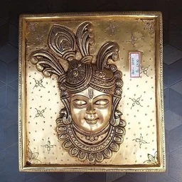 DecorsOne Brass Krishna Face Wall handing , Square Plate
