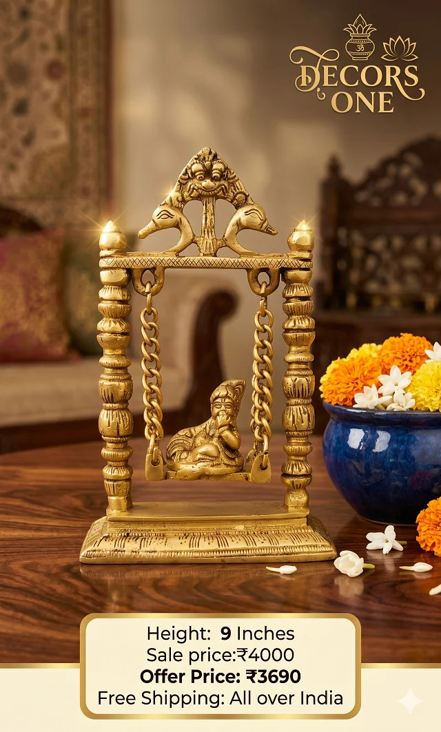DecorsOne Brass Swing Baby Krishna Idol 9''