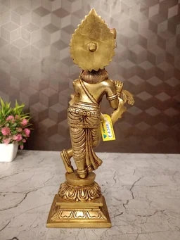 DecorsOne Brass Krishna with Floral Base Idol- 10″