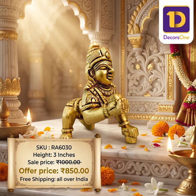 DecorsOne Brass Laddhu Gopal Idol 3"