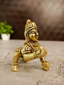 DecorsOne Brass Laddhu Gopal Idol 3"