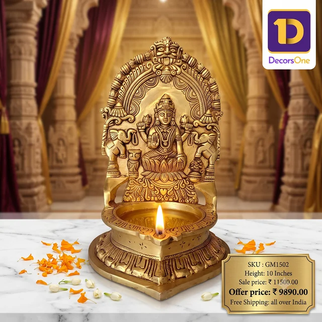 DecorsOne Buy Brass Big Lakshmi Diya 10″