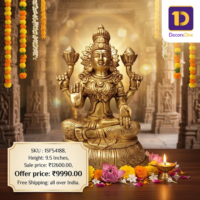 Decorsone Brass Lakshmi Idol For Pooja