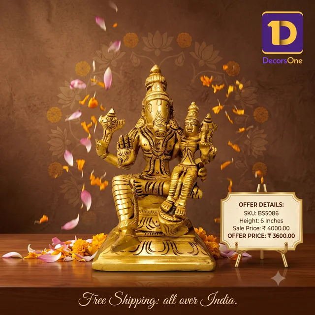 DecorsOne Brass Lakshmi Hygervar Idol 6"