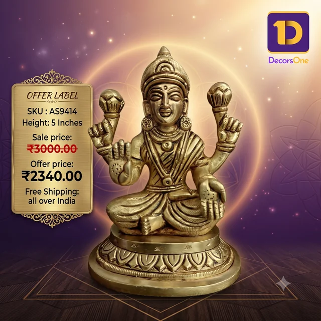 DecorsOne Brass Lakshmi Idol For Pooja