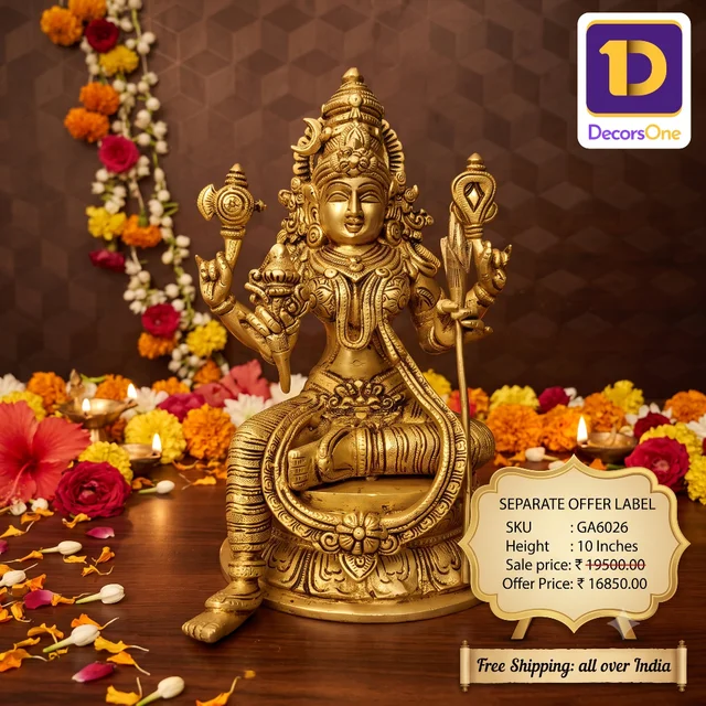 DecorsOne Brass Rajareswari Amman Idol 10"
