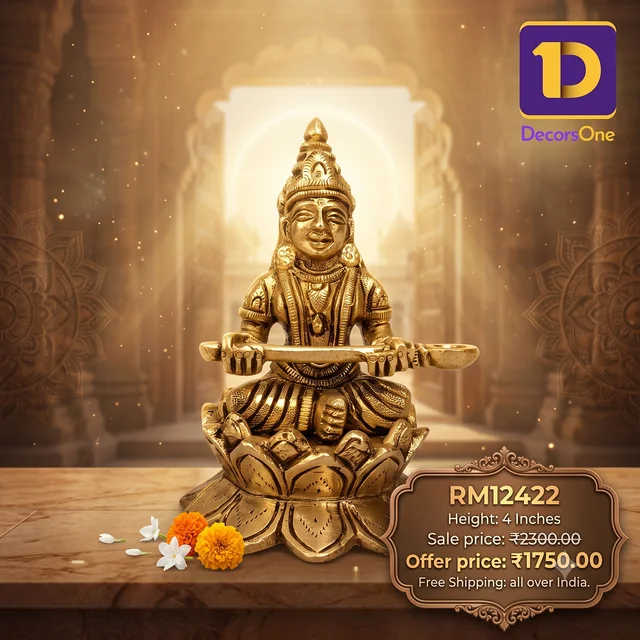DecorsOne Brass AnnaPoorani Sitting On Lotus Idol