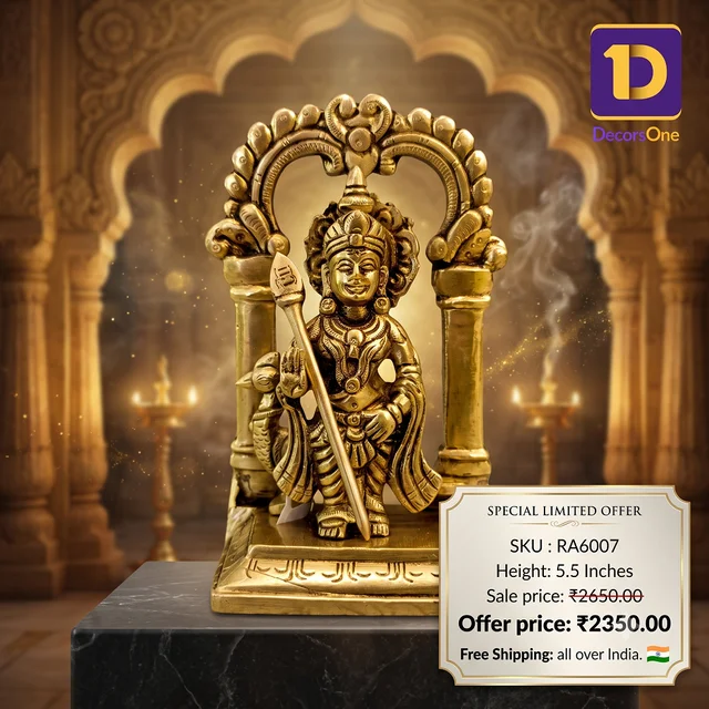 DecorsOne Brass Arch Bala Murugan Idol 5"