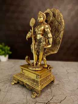 DecorsOne Brass Fine Crafted Lord Murugan Idol 12"