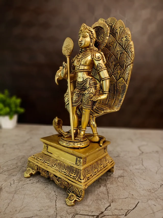 DecorsOne Brass Fine Crafted Lord Murugan Idol 12"