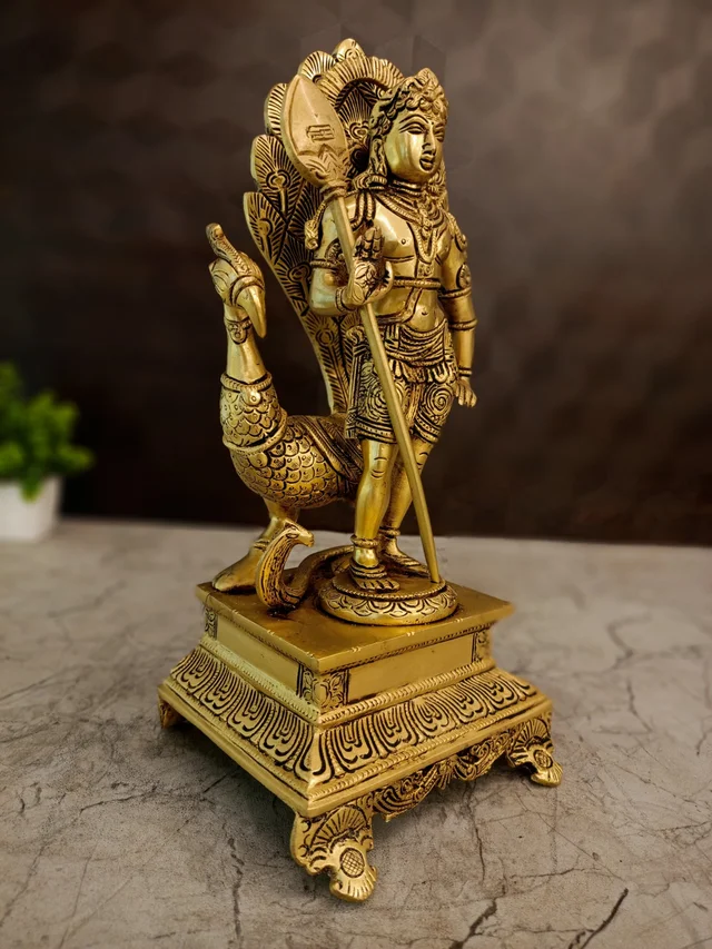 DecorsOne Brass Fine Crafted Lord Murugan Idol 12"