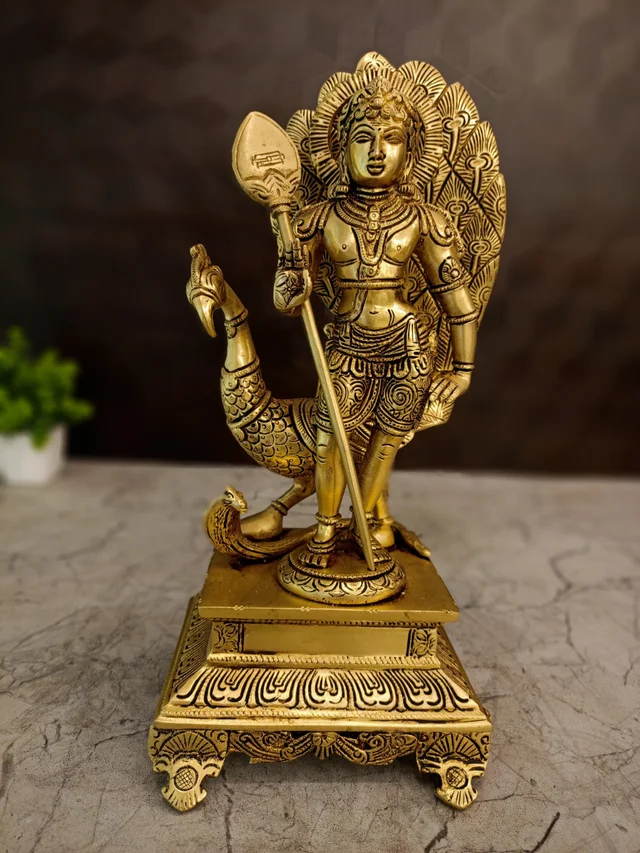 DecorsOne Brass Fine Crafted Lord Murugan Idol 12"