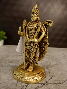 DecorsOne Brass Murugan With Peacock Idol 7"