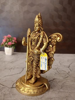 DecorsOne Brass Murugan Idol Embrace Divine Wisdom and Courage