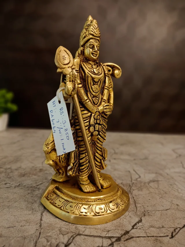 DecorsOne Brass Murugan With Peacock Idol 7"