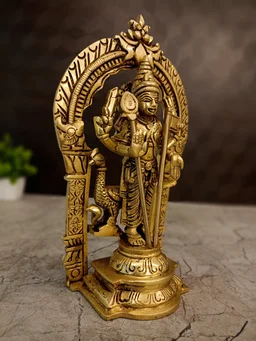 DecorsOne Brass Thiruchendur Murugan With Thiruvachi 10"