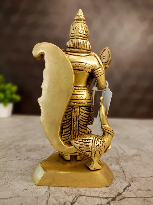 DecorsOne Brass Murugan With Peacock Idol 7"