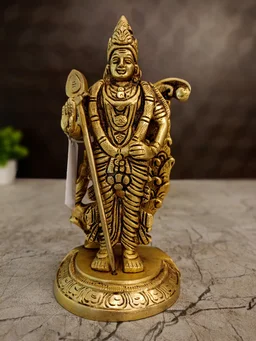 DecorsOne Brass Murugan With Peacock Idol 7"
