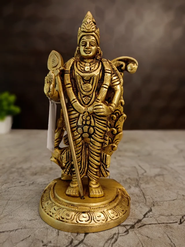 DecorsOne Brass Murugan With Peacock Idol 7"