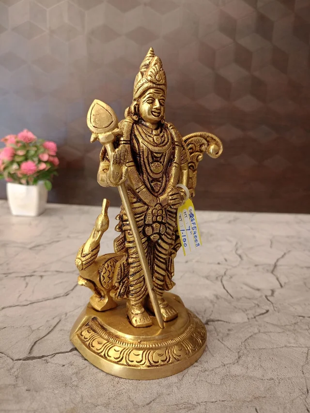 DecorsOne Brass Murugan Idol Embrace Divine Wisdom and Courage