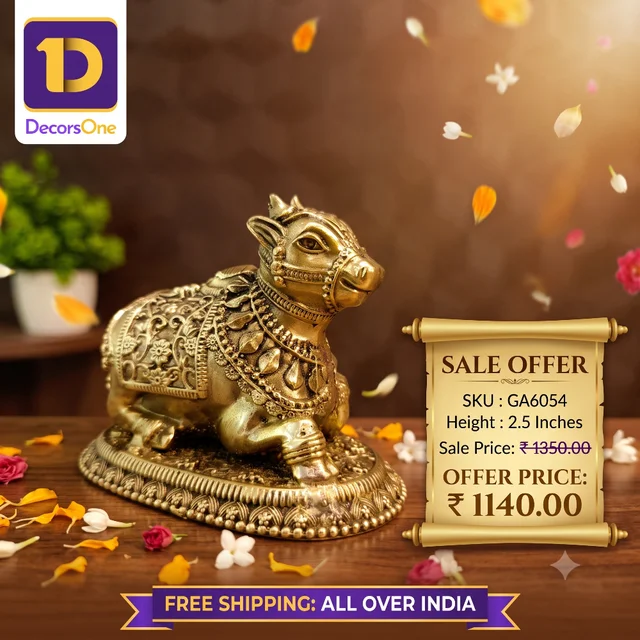 DecorsOne Brass Fine Art Nandhi Idol 2.5″