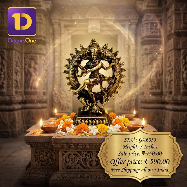 DecorsOne Brass Fineart Natarajar Idol For Pooja 3"