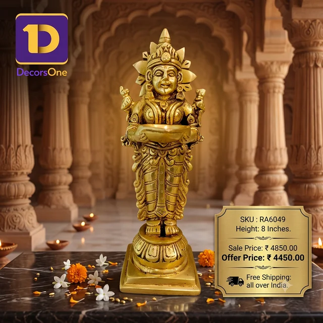 DecorsOne Brass Paavai Diya 8"