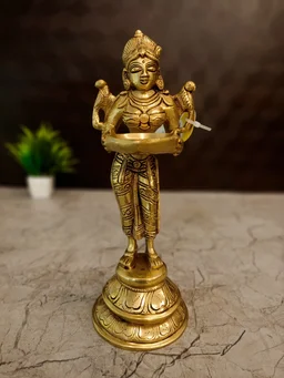 DecorsOne Brass Paavai Diya Standing 11"