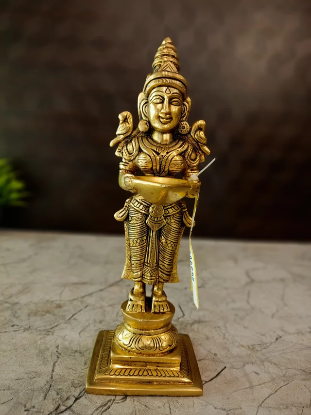 DecorsOne Brass Pavai Diya -Idol 9.5"