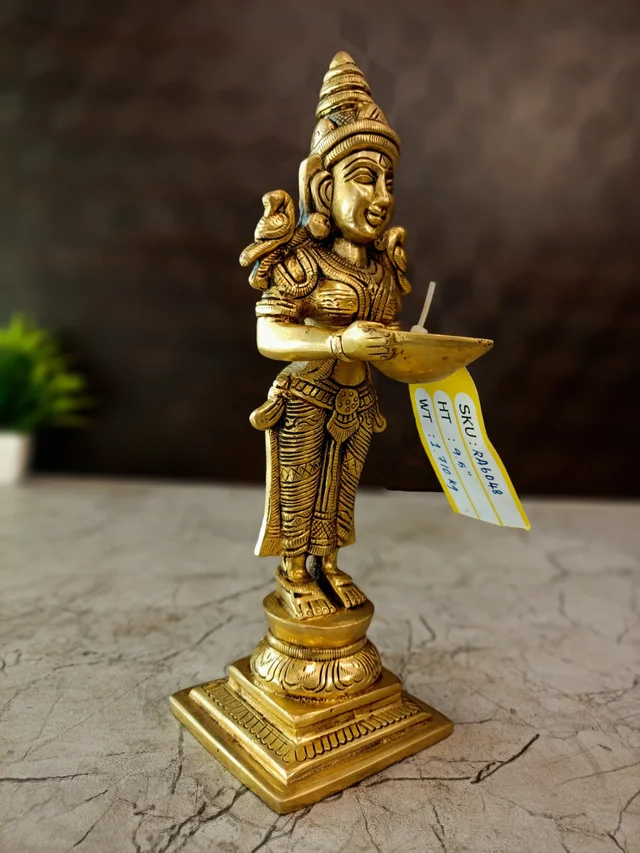 DecorsOne Brass Pavai Diya -Idol 9.5"