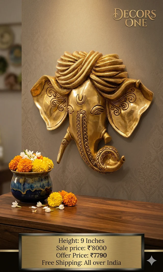 Brass Pagadi Ganesha Wall Mount 9″