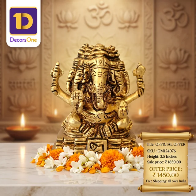 DecorsOne Buy Brass Panjamuha Ganesha statue For Pooja /