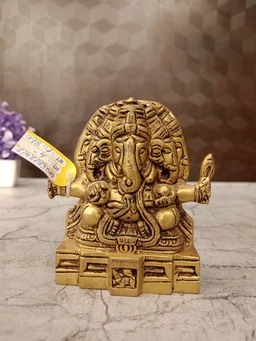 DecorsOne Brass Panjamuga Ganesha / Divine Energy And Protection , Antique And Handicraft Idol