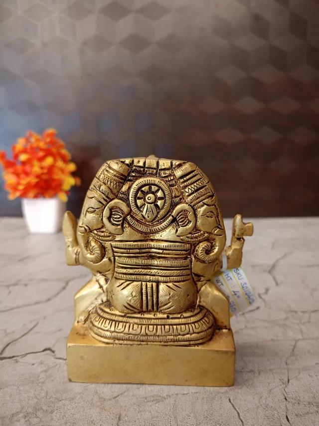 DecorsOne Brass Panjamuga Ganesha / Divine Energy And Protection , Antique And Handicraft Idol