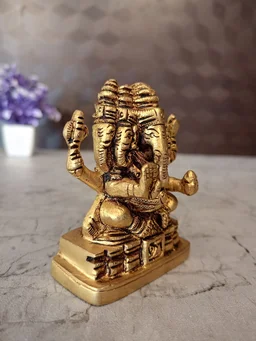 DecorsOne Buy Brass Panjamuha Ganesha statue For Pooja /