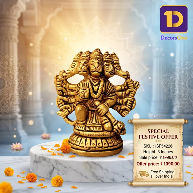 DecorsOne Brass Small Panjamuga Hanuman Idol