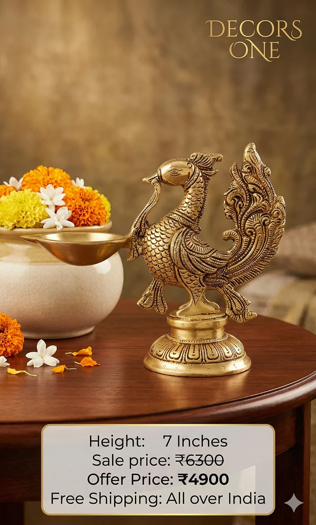 DecorsOne Brass Annam Holding Diya 7"