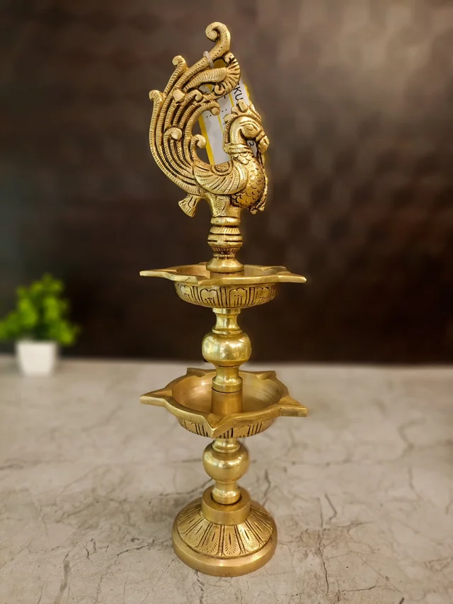 DecorsOne Brass Five Face Annam Kuthuvilakku With Two Layer 14"