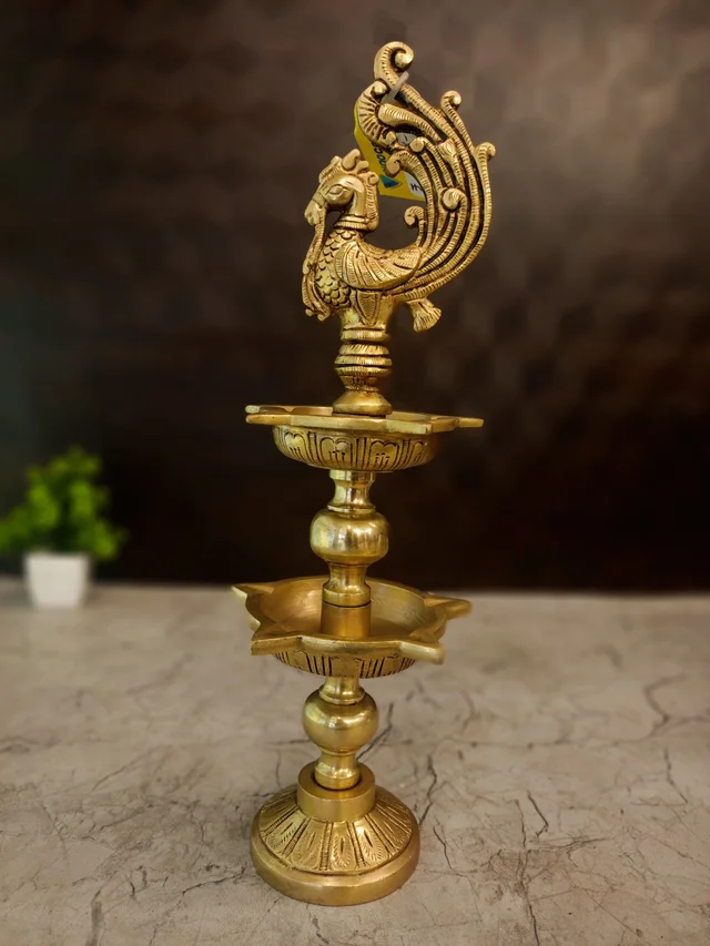 DecorsOne Brass Five Face Annam Kuthuvilakku With Two Layer 14"