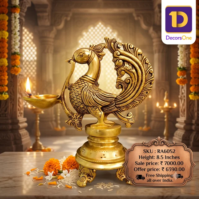 DecorsOne Brass Annam Designe Base Single Face Diya 8.5"