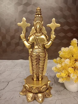 DecorsOne Buy Brass Perumal Standing On Lotus Base Statue