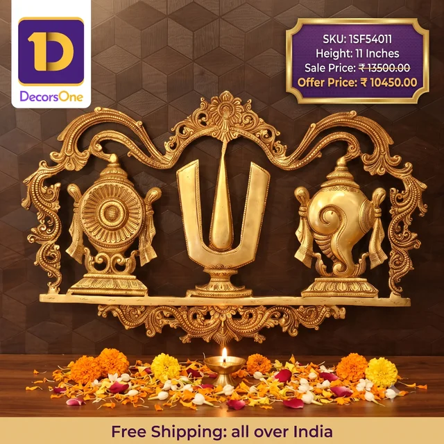 DecorsOne Buy Brass Perumal Namam Wall Mount For Pooja Door