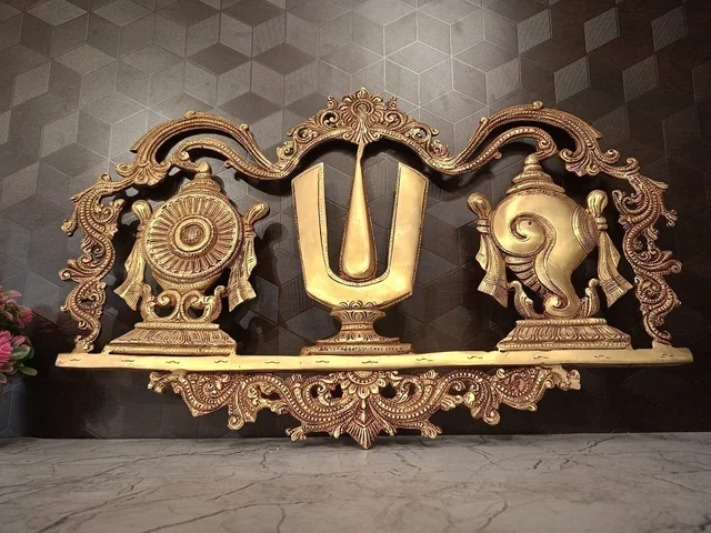 DecorsOne Buy Brass Perumal Namam Wall Mount For Pooja Door