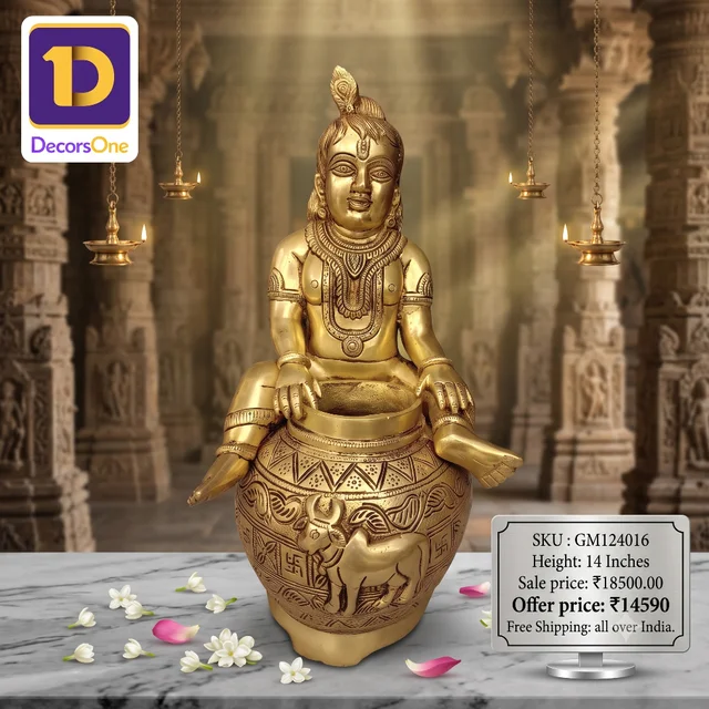 DecorsOne Buy Superfine Brass Laddu Gopal With pot Idol