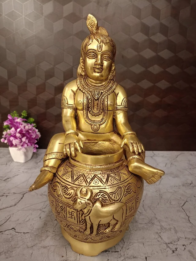 DecorsOne Buy Superfine Brass Laddu Gopal With pot Idol