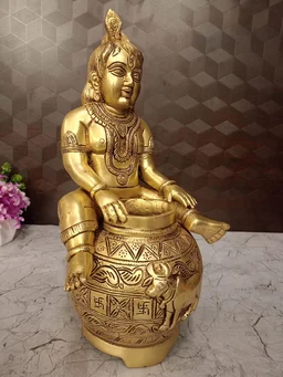 DecorsOne Buy Superfine Brass Laddu Gopal With pot Idol
