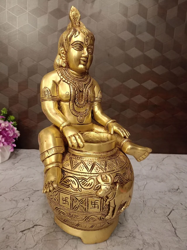 DecorsOne Buy Superfine Brass Laddu Gopal With pot Idol