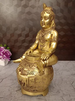 DecorsOne Buy Superfine Brass Laddu Gopal With pot Idol