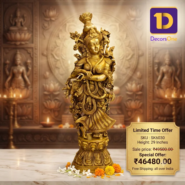 DecorsOne Brass Radha Idol 29"